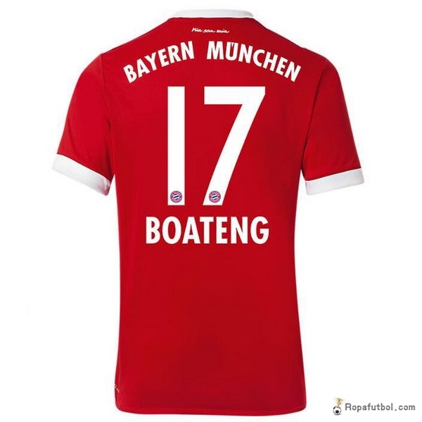 Camiseta Bayern de Múnich Replica Primera Ropa Boateng 2017/18 Rojo